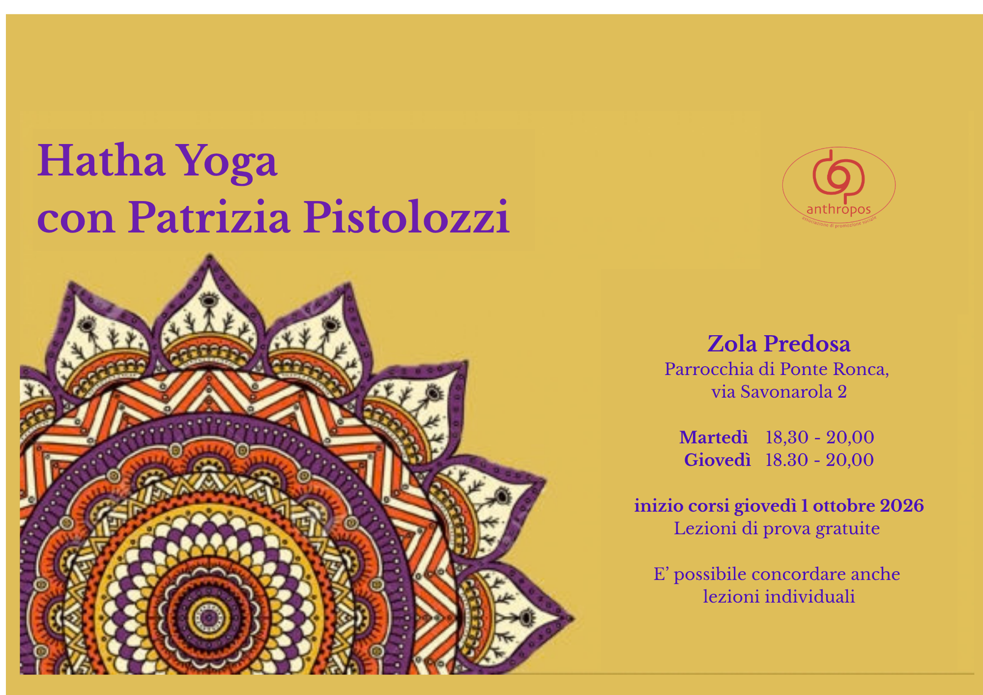 Corso yoga con Patrizia Pistolozzi